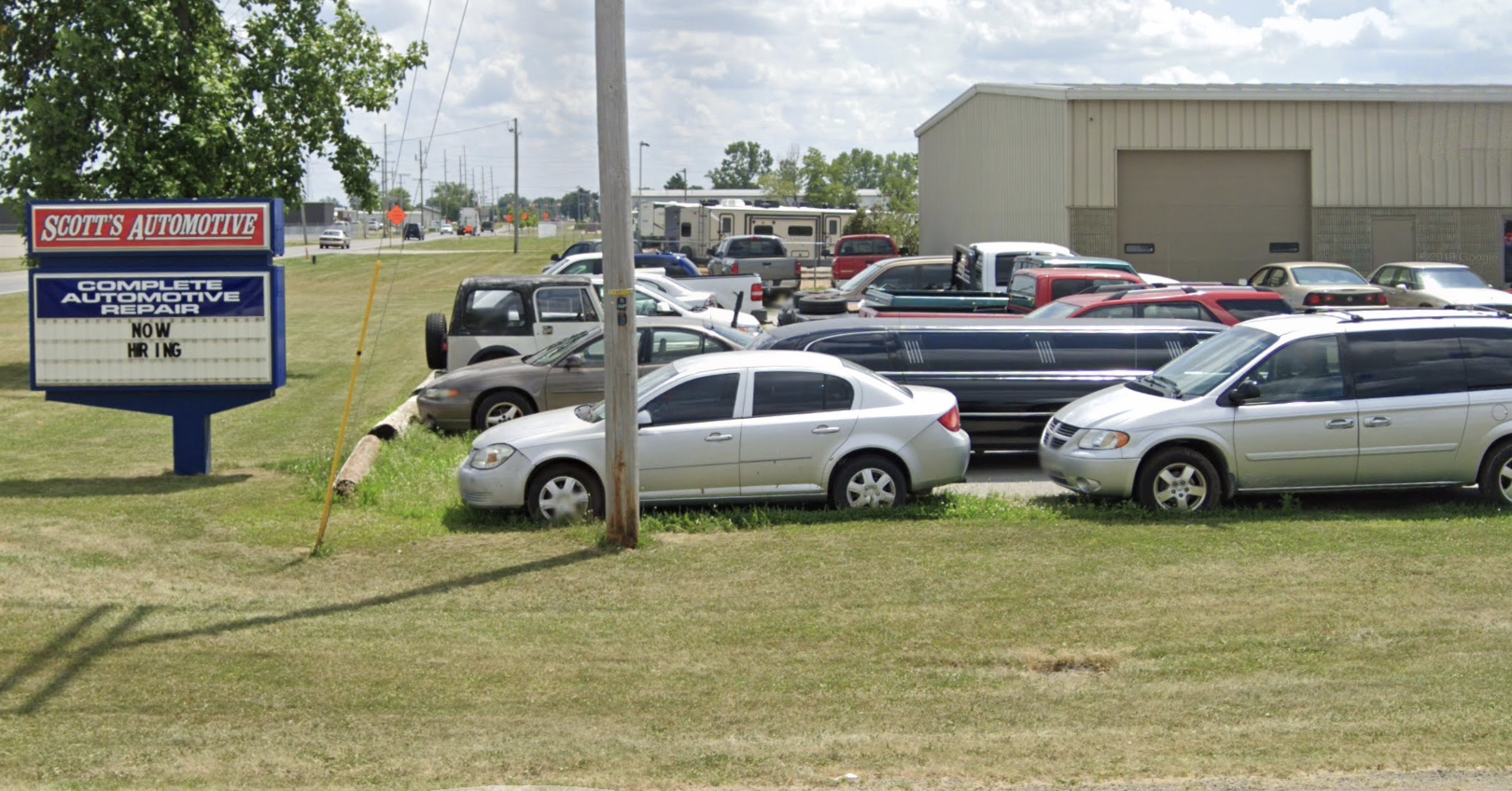 Scott's Automotive shop exterior in Goshen, Indiana